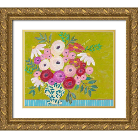 Bold Flowers I Gold Ornate Wood Framed Art Print with Double Matting by Moore, Regina