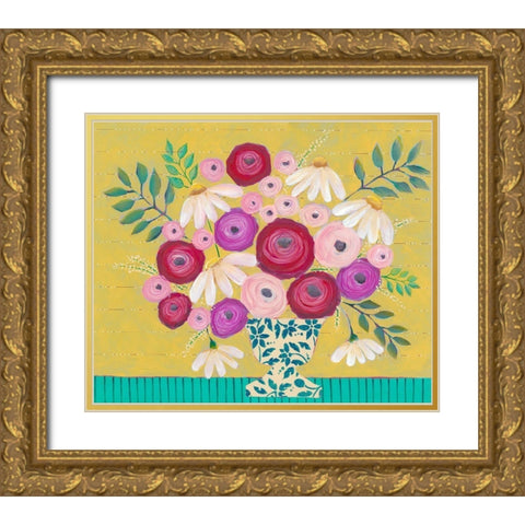 Bold Flowers II Gold Ornate Wood Framed Art Print with Double Matting by Moore, Regina