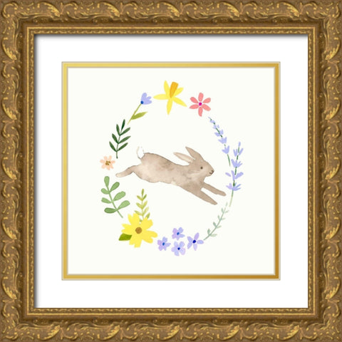 Wildflower Bunny II Gold Ornate Wood Framed Art Print with Double Matting by Barnes, Victoria