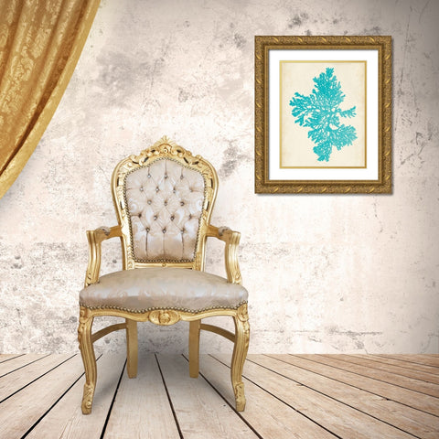 Aquamarine Seaweed II Gold Ornate Wood Framed Art Print with Double Matting by Vision Studio