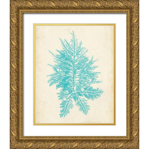 Aquamarine Seaweed III Gold Ornate Wood Framed Art Print with Double Matting by Vision Studio