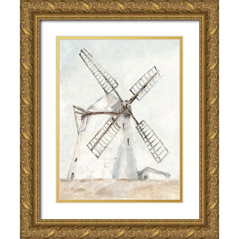 European Windmill II Gold Ornate Wood Framed Art Print with Double Matting by Harper, Ethan