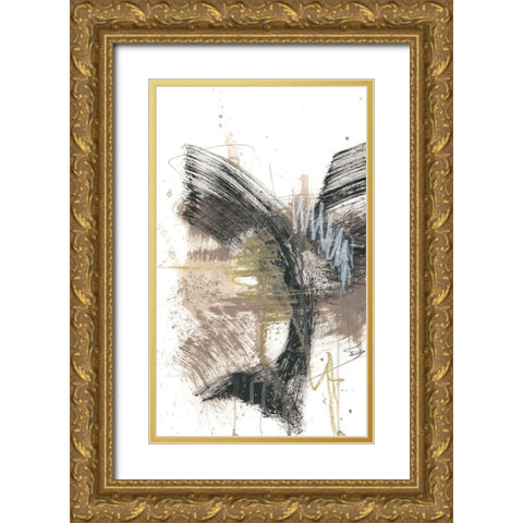 Black, Gold and Taupe I Gold Ornate Wood Framed Art Print with Double Matting by Goldberger, Jennifer