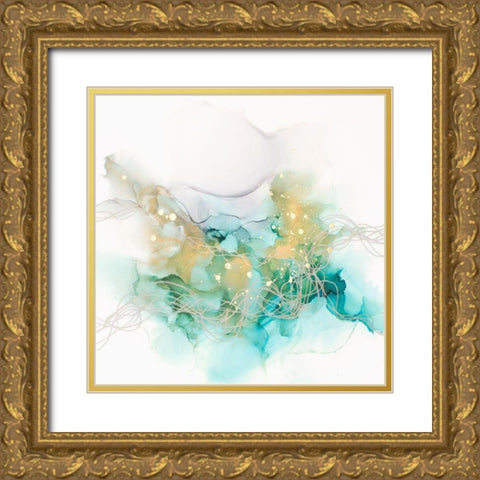 Interwoven Metallics I Gold Ornate Wood Framed Art Print with Double Matting by Goldberger, Jennifer