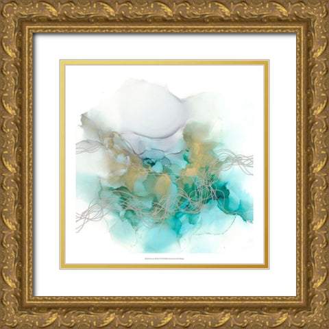 Interwoven Metallics I Gold Ornate Wood Framed Art Print with Double Matting by Goldberger, Jennifer