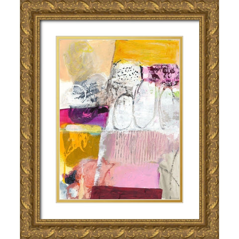 Abstract #27-A Gold Ornate Wood Framed Art Print with Double Matting by Fuchs, Jodi