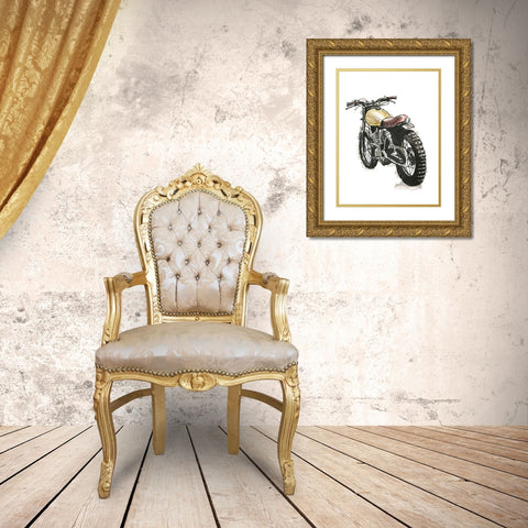 Motorcycles in Ink III Gold Ornate Wood Framed Art Print with Double Matting by Warren, Annie