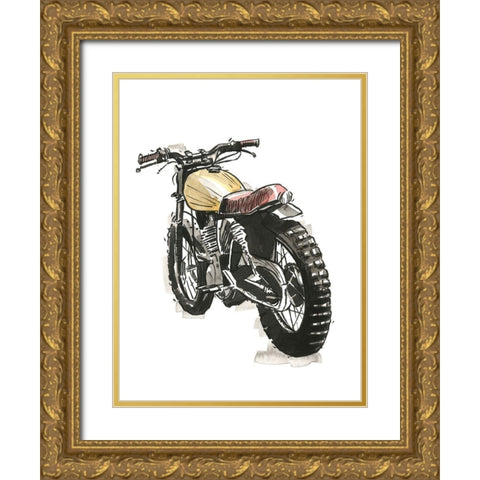 Motorcycles in Ink III Gold Ornate Wood Framed Art Print with Double Matting by Warren, Annie