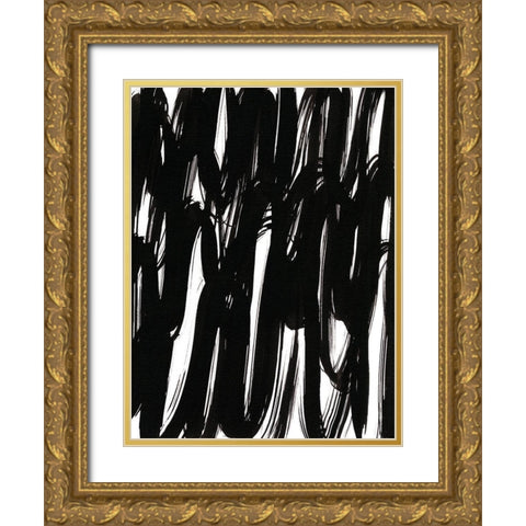Ink Scribble I Gold Ornate Wood Framed Art Print with Double Matting by Fuchs, Jodi