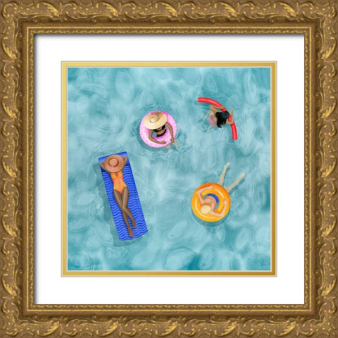 Poolside I Gold Ornate Wood Framed Art Print with Double Matting by Popp, Grace
