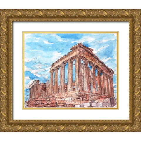 Secret Greece I Gold Ornate Wood Framed Art Print with Double Matting by Wang, Melissa