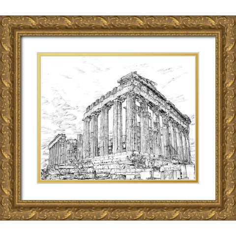 Secret Greece in BandW I Gold Ornate Wood Framed Art Print with Double Matting by Wang, Melissa