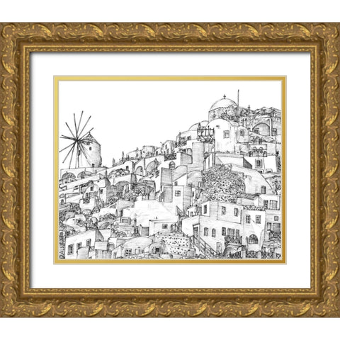 Secret Greece in BandW II Gold Ornate Wood Framed Art Print with Double Matting by Wang, Melissa