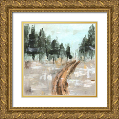 Woodland Path II Gold Ornate Wood Framed Art Print with Double Matting by Wang, Melissa