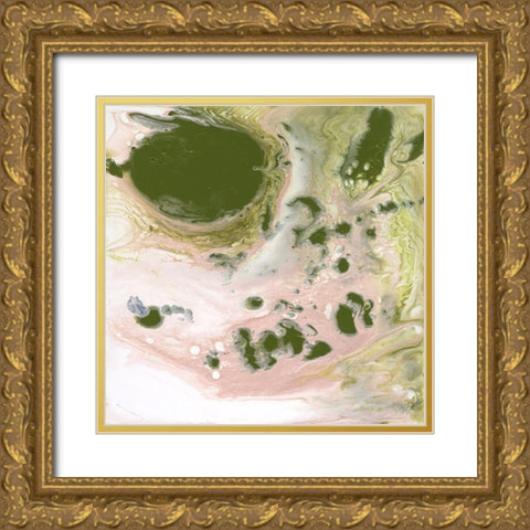 Lime Shimmer I Gold Ornate Wood Framed Art Print with Double Matting by Wang, Melissa