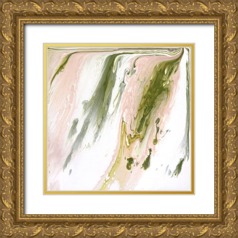 Lime Shimmer II Gold Ornate Wood Framed Art Print with Double Matting by Wang, Melissa