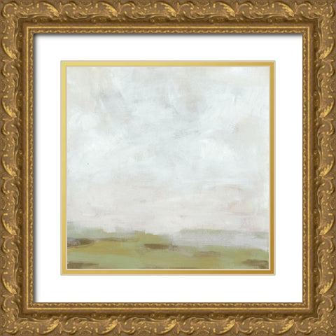 Moss Horizon I Gold Ornate Wood Framed Art Print with Double Matting by Vess, June Erica