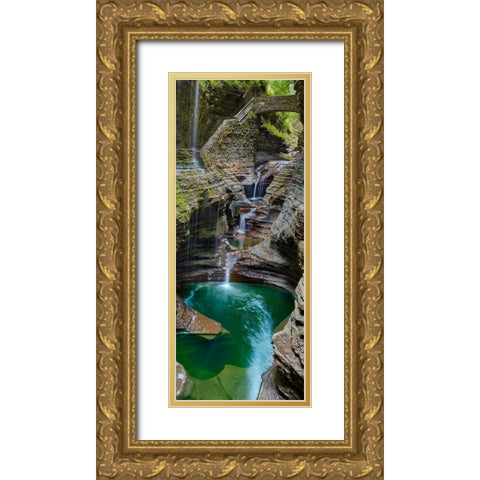 Vertical Water IX Gold Ornate Wood Framed Art Print with Double Matting by McLoughlin, James