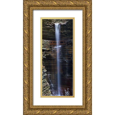 Vertical Water X Gold Ornate Wood Framed Art Print with Double Matting by McLoughlin, James