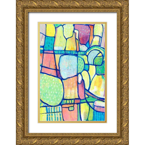 Stained Glass Composition I Gold Ornate Wood Framed Art Print with Double Matting by OToole, Tim