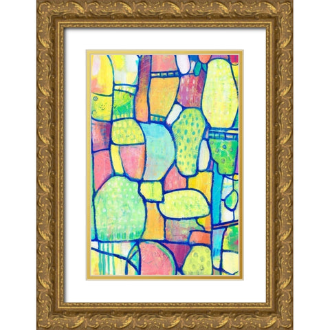 Stained Glass Composition II Gold Ornate Wood Framed Art Print with Double Matting by OToole, Tim