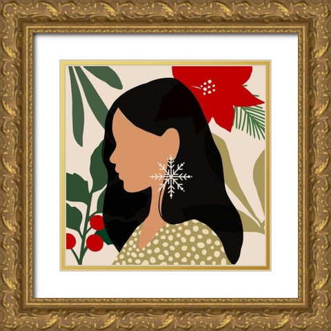 Christmas Earring II Gold Ornate Wood Framed Art Print with Double Matting by Barnes, Victoria