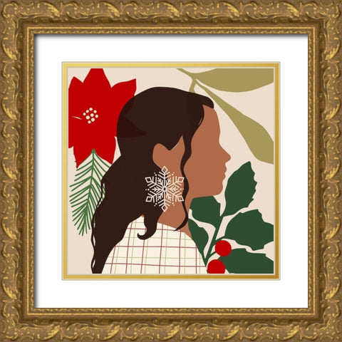 Christmas Earring III Gold Ornate Wood Framed Art Print with Double Matting by Barnes, Victoria