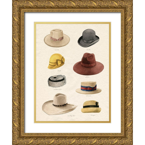 Vintage Hats II Gold Ornate Wood Framed Art Print with Double Matting by Popp, Grace