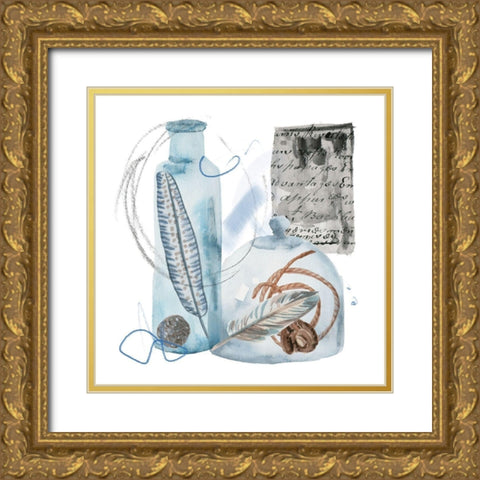 Message in a Bottle IV Gold Ornate Wood Framed Art Print with Double Matting by Wang, Melissa