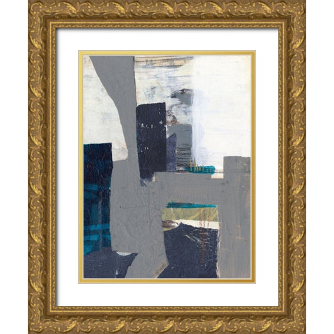 Teal Inset I Gold Ornate Wood Framed Art Print with Double Matting by Goldberger, Jennifer