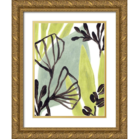 Tropical Collage II Gold Ornate Wood Framed Art Print with Double Matting by Vess, June Erica