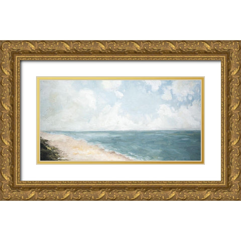 Beach View Gold Ornate Wood Framed Art Print with Double Matting by Parsons, Marian