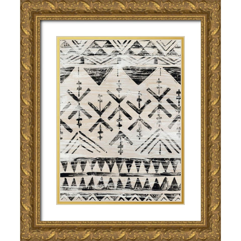 Modern Mudcloth IV Gold Ornate Wood Framed Art Print with Double Matting by Vess, June Erica