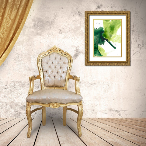 Emerald Swath I Gold Ornate Wood Framed Art Print with Double Matting by Vess, June Erica