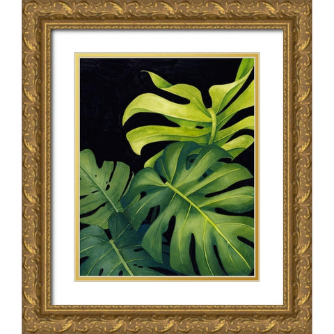 Night Monsteras I Gold Ornate Wood Framed Art Print with Double Matting by Popp, Grace