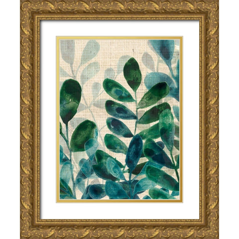 Verdant Sophistication I Gold Ornate Wood Framed Art Print with Double Matting by Vess, June Erica