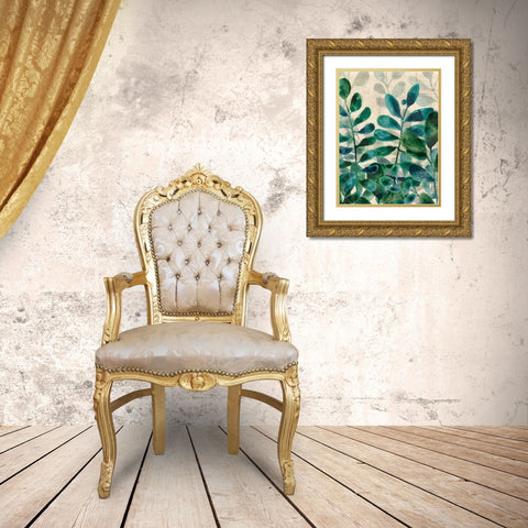 Verdant Sophistication III Gold Ornate Wood Framed Art Print with Double Matting by Vess, June Erica