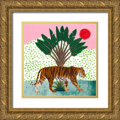 Tiger at Sunrise I Gold Ornate Wood Framed Art Print with Double Matting by Wang, Melissa