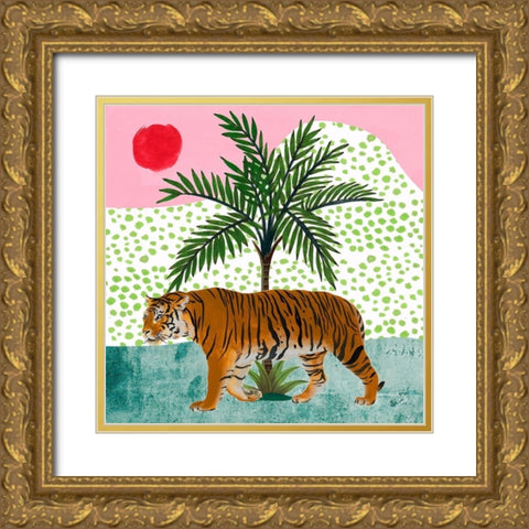 Tiger at Sunrise II Gold Ornate Wood Framed Art Print with Double Matting by Wang, Melissa