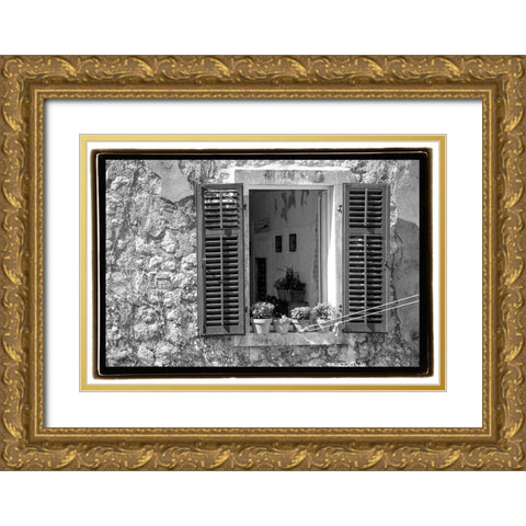 Window View Gold Ornate Wood Framed Art Print with Double Matting by DeNardo, Laura