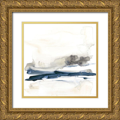Navy Horizon Line I Gold Ornate Wood Framed Art Print with Double Matting by Goldberger, Jennifer