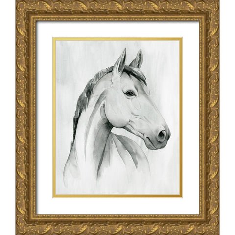 Silver Gelding I Gold Ornate Wood Framed Art Print with Double Matting by Popp, Grace