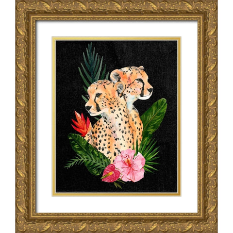 Cheetah Bouquet II Gold Ornate Wood Framed Art Print with Double Matting by Warren, Annie