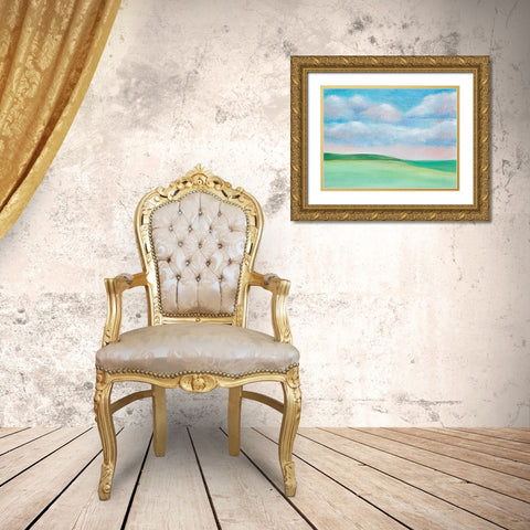 Soft Sky I Gold Ornate Wood Framed Art Print with Double Matting by Moore, Regina