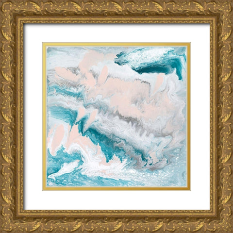 Pastel Swirl II Gold Ornate Wood Framed Art Print with Double Matting by Holland, J.