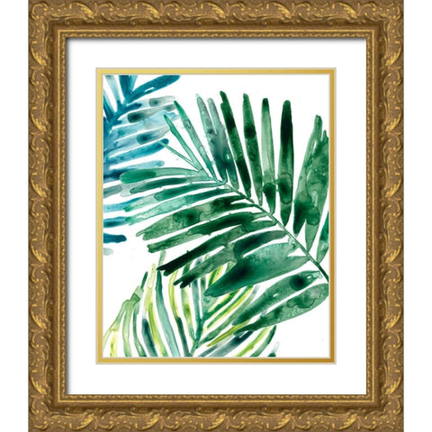 Tropical Leaf Medley II Gold Ornate Wood Framed Art Print with Double Matting by Vess, June Erica