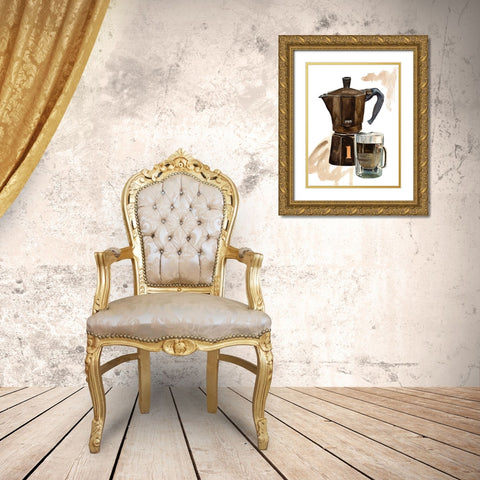 Morning Coffee III Gold Ornate Wood Framed Art Print with Double Matting by Wang, Melissa