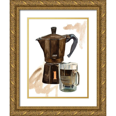 Morning Coffee III Gold Ornate Wood Framed Art Print with Double Matting by Wang, Melissa