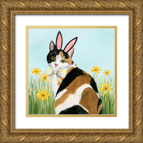 Easter Cats I Gold Ornate Wood Framed Art Print with Double Matting by Popp, Grace