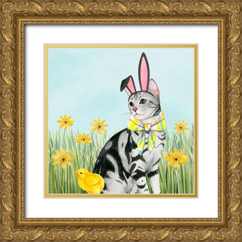 Easter Cats III Gold Ornate Wood Framed Art Print with Double Matting by Popp, Grace
